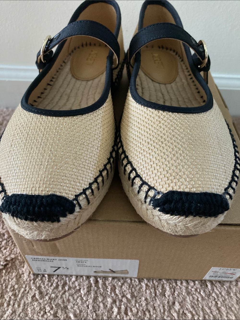 JCrew Factory woven metallic espadrille Mary Jane’s - Picture 2 of 8